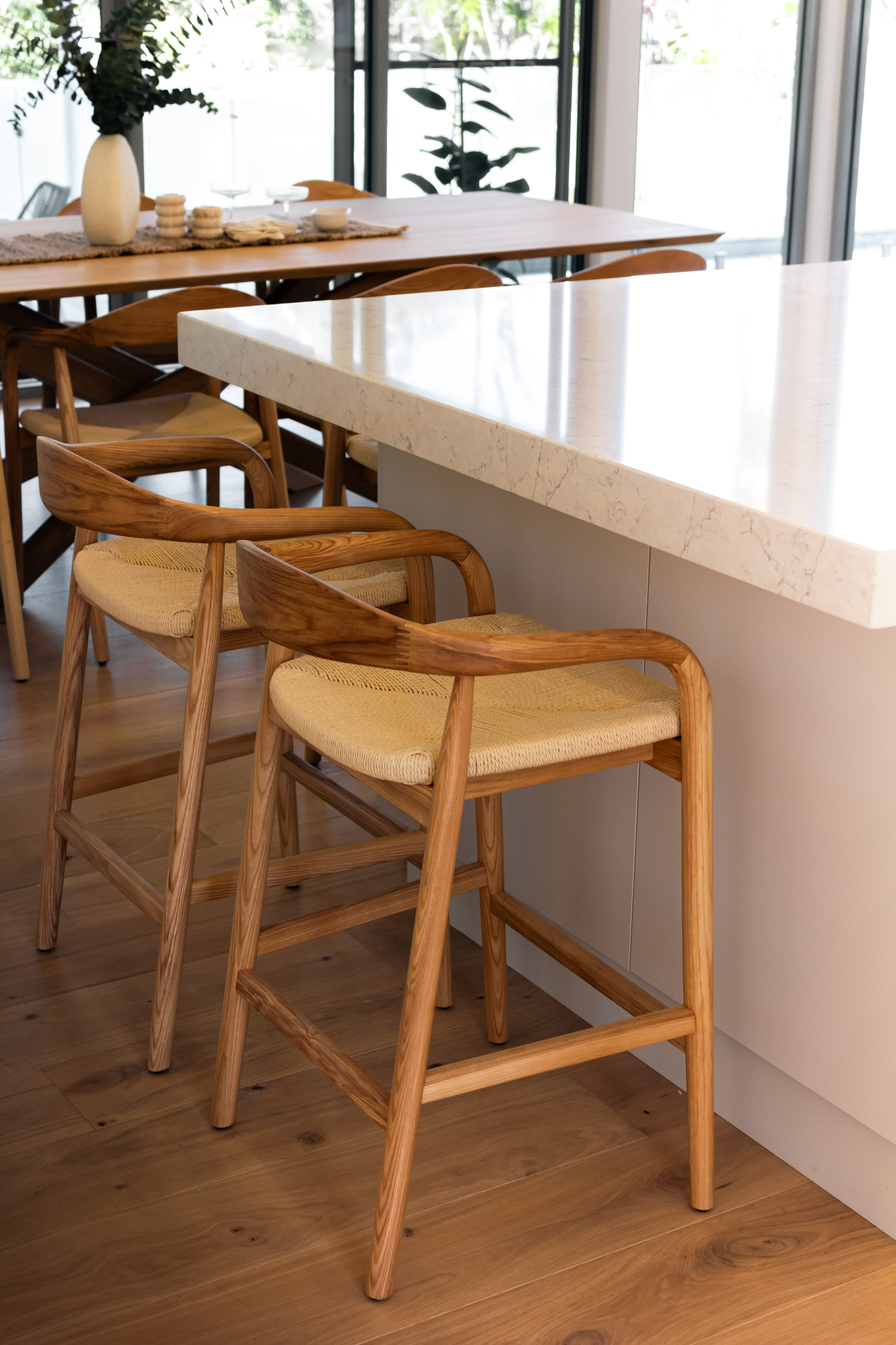 Ryde Plank flooring from the Havwoods V Collection elegantly anchors the diverse elements incorporated into the project.